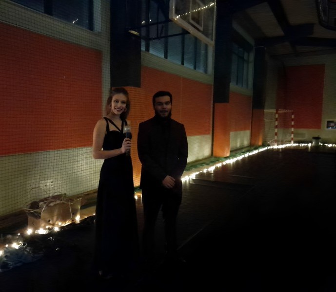 The Christmas Ball hosts. Tsvetina Georgieva for AUBG Daily.