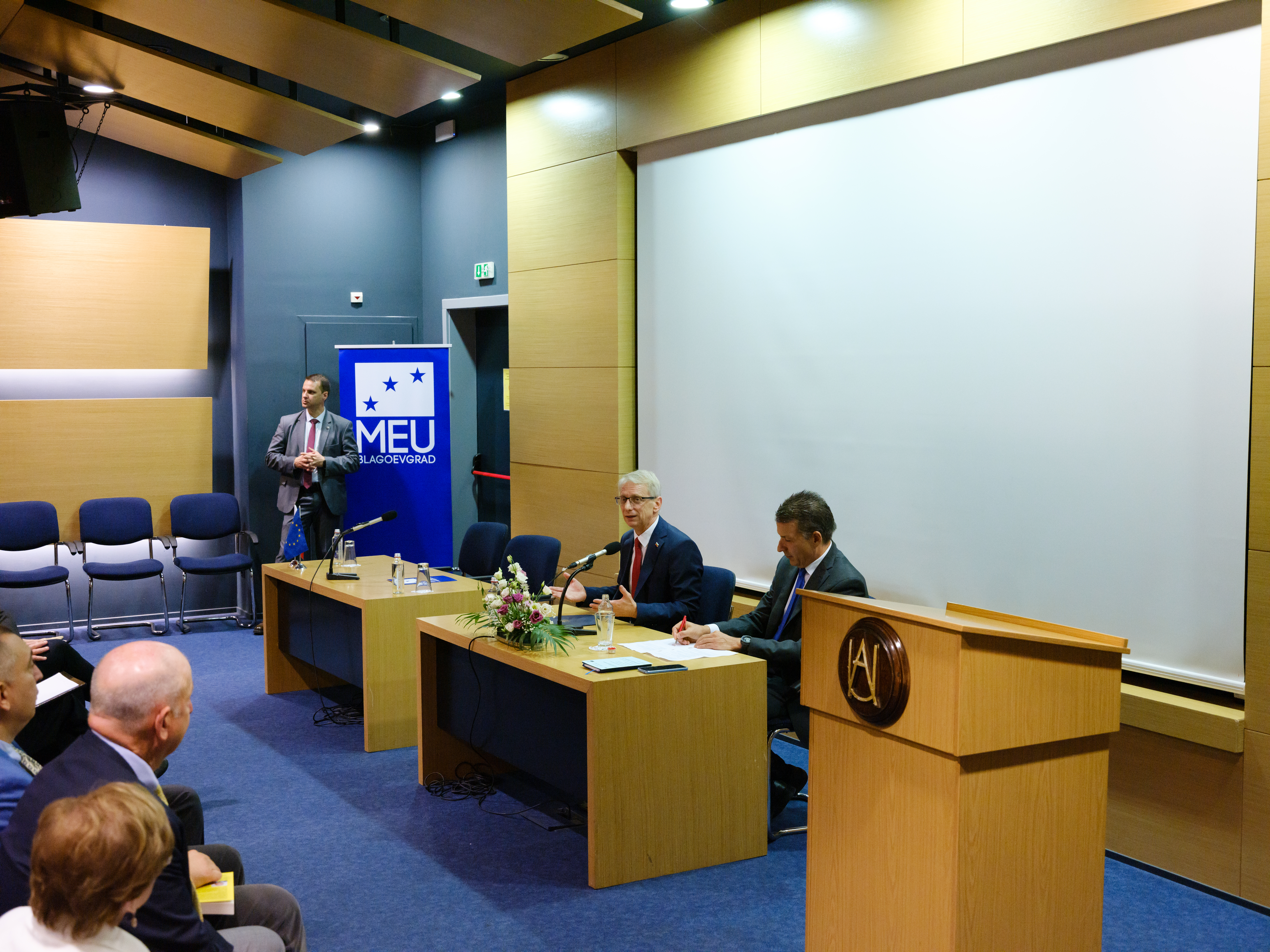 Nikolay Denkov at the start of his speech. Photo courtesy of AUBG