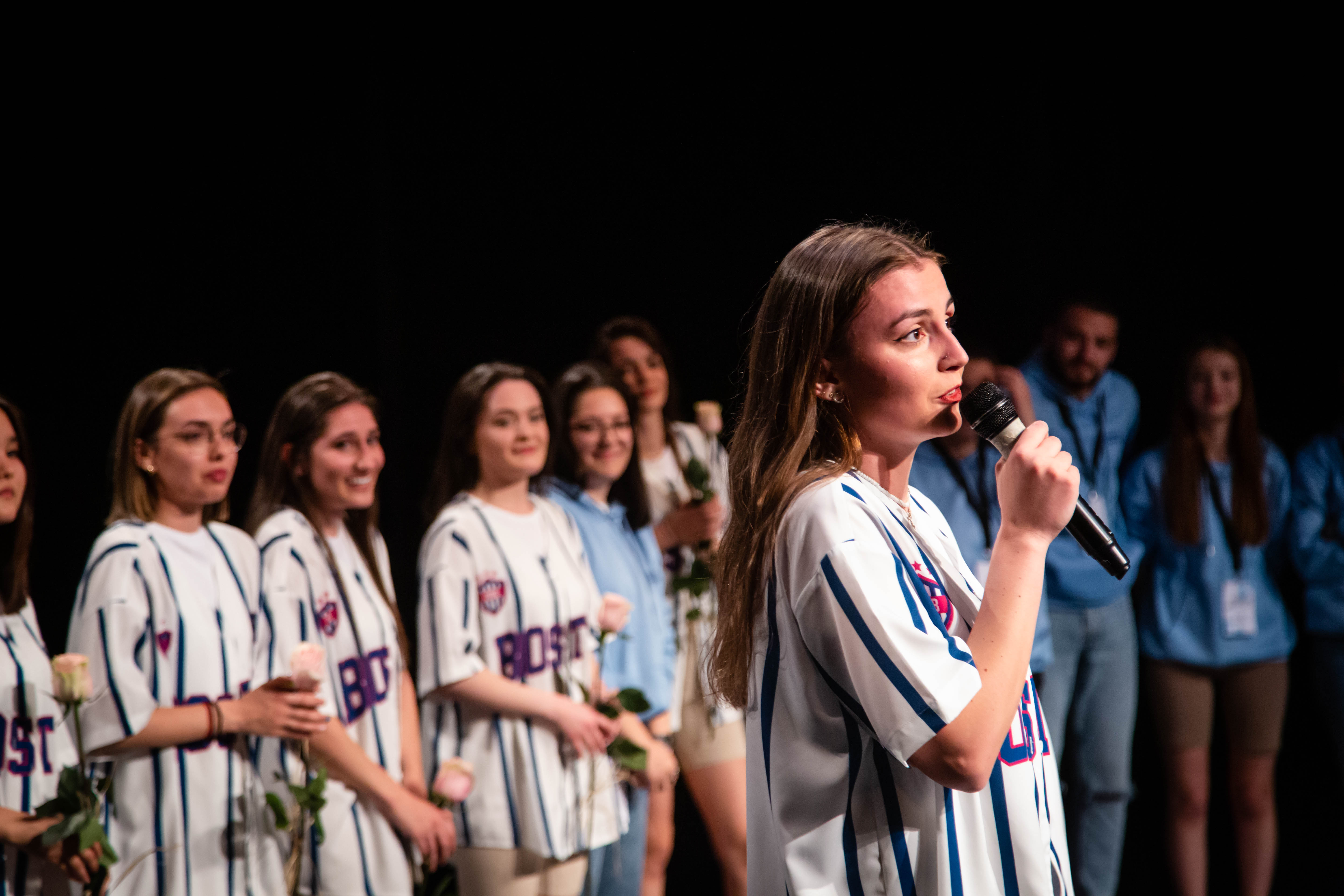 Martina Stoyanova giving speech at the end of the show. Photo courtesy of AUBG Dance Crew