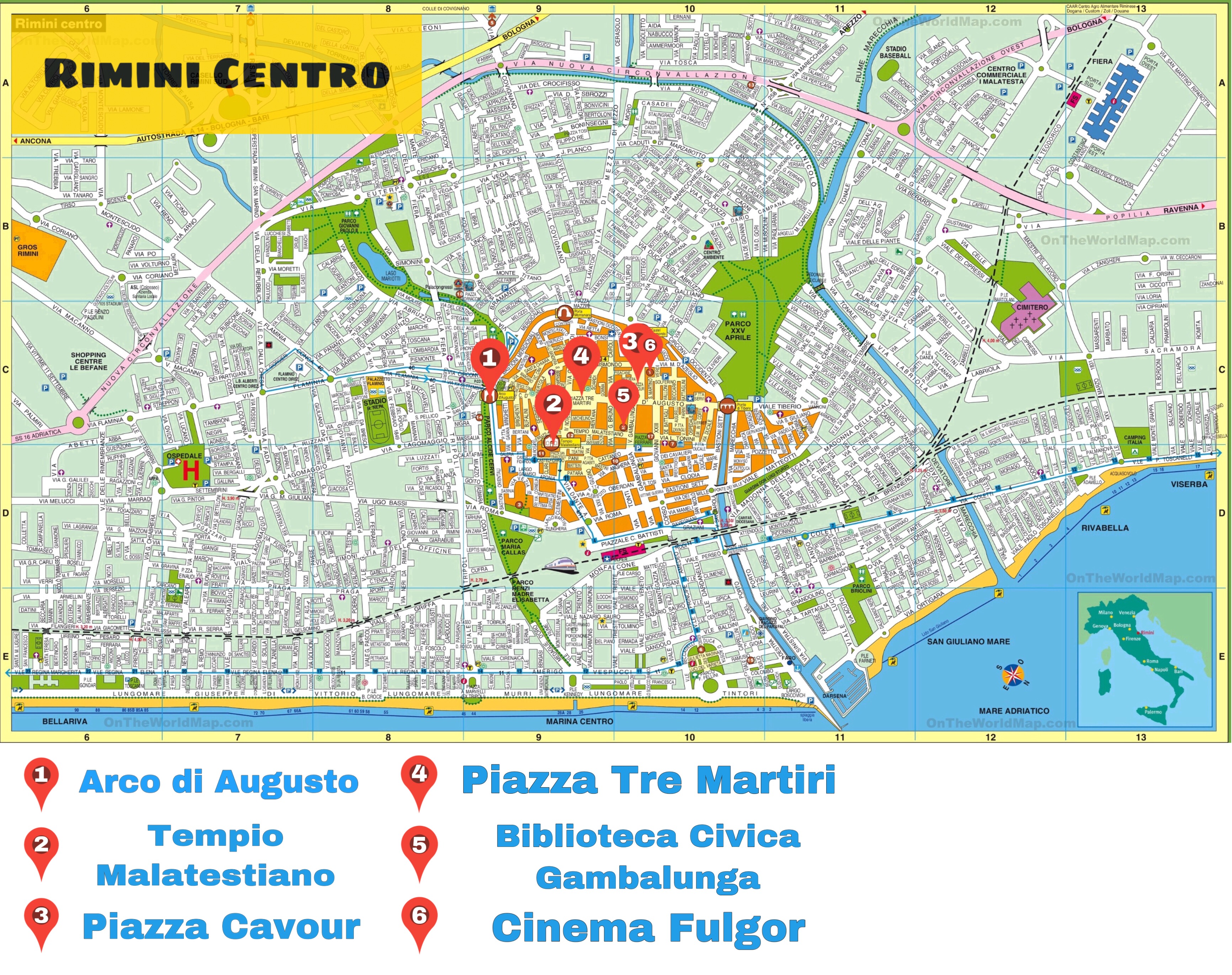 Rimini sightseeing map. Created by Simona Simeonova.