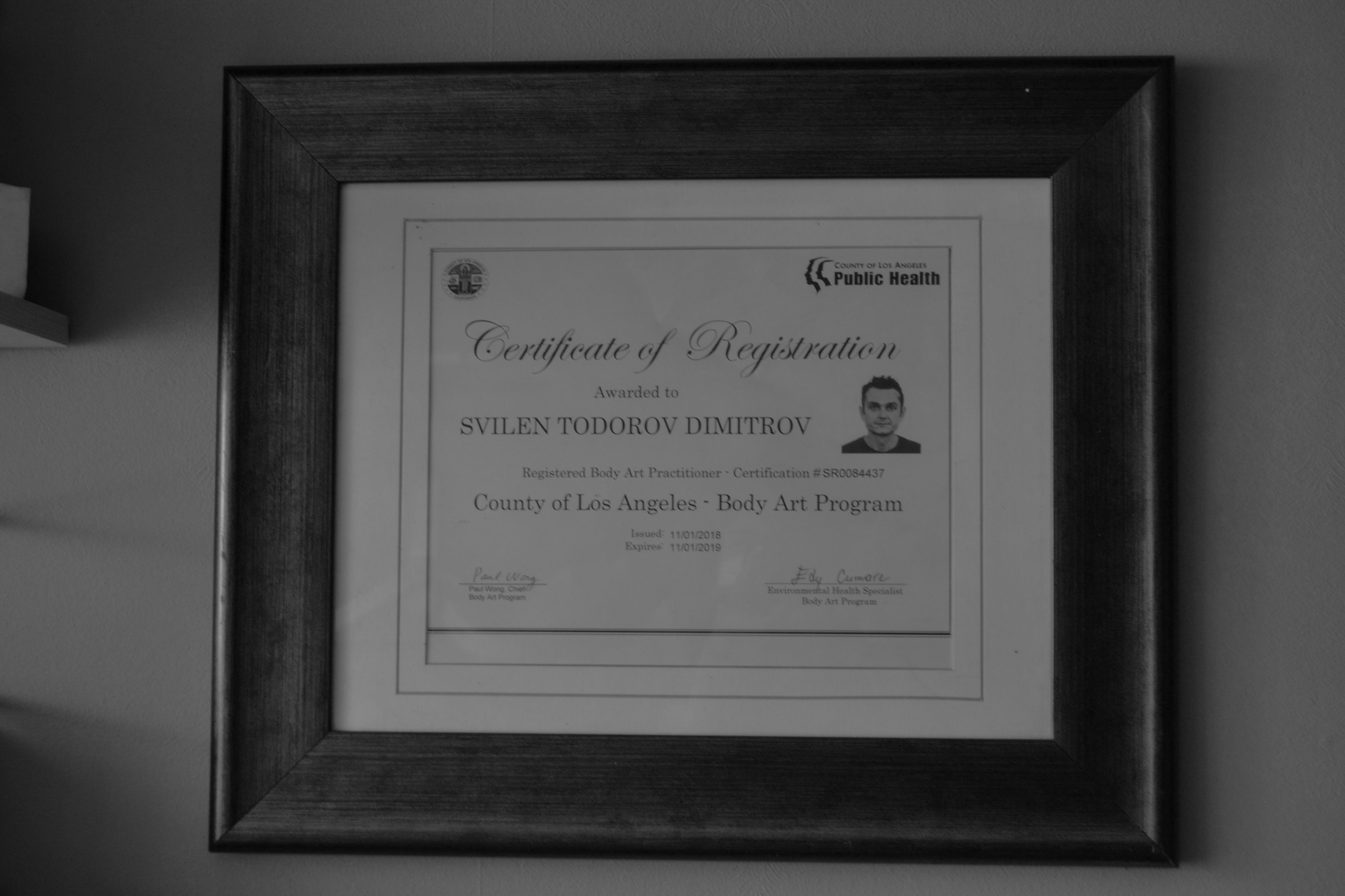 Dimitrov's certificate. Photo credits to Viktoria Ivanova.