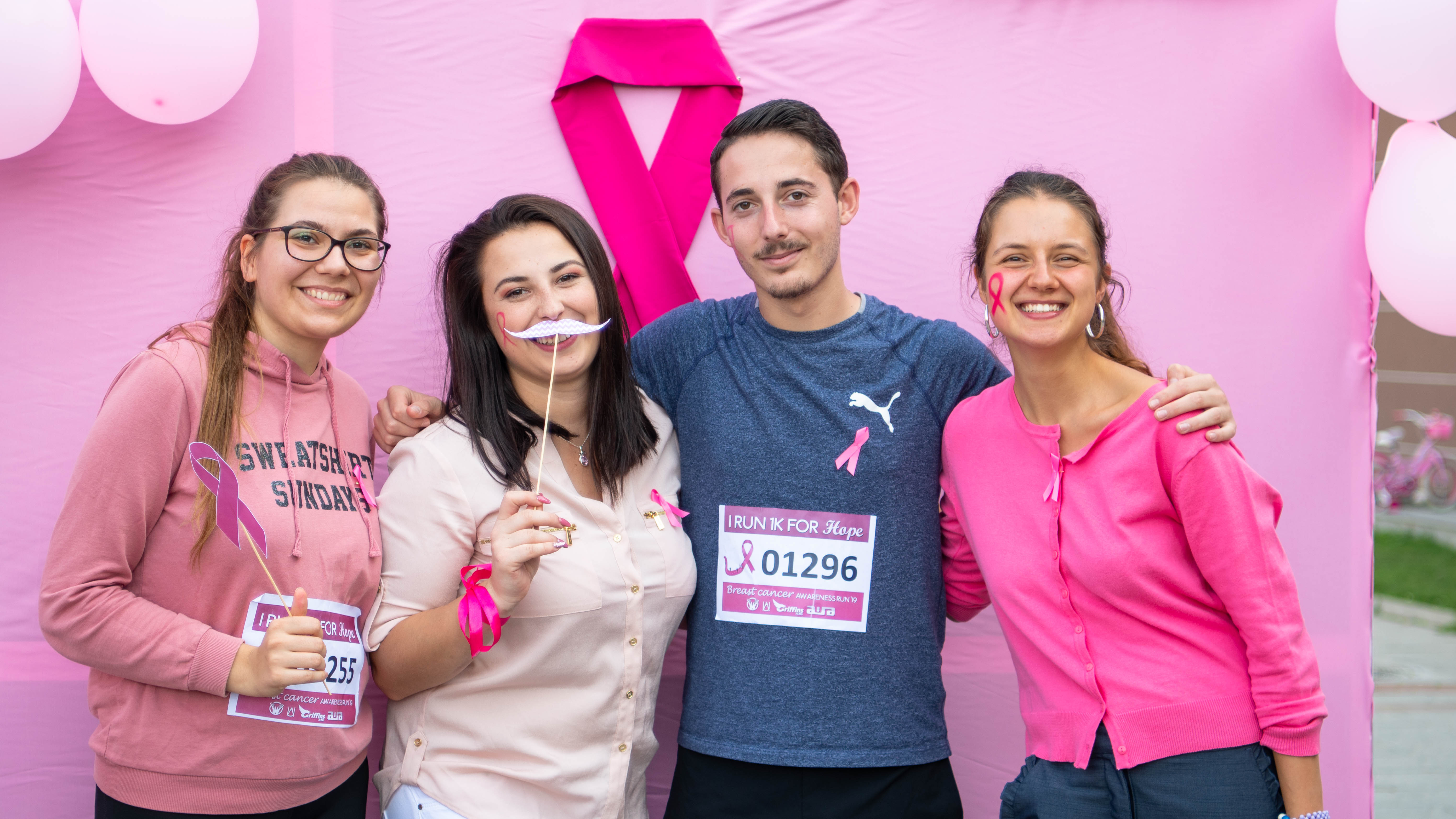 Ana Valeva, Asya Velichkova, Jurgen Gjini and Lina Chakarov in the organized photo booth. Nicola Smilenov for AUBG Daily. 