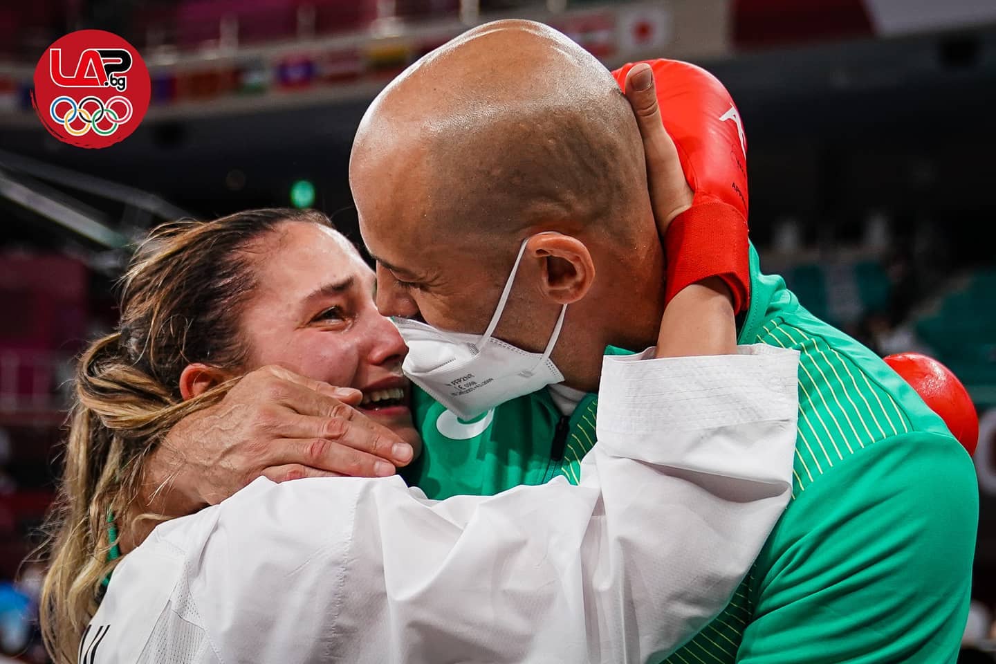 Ivet Goranova with her coach Angel Lenkov. Photo courtesy of Liubomir Asenov / LAP.bg.