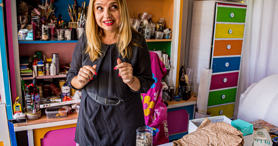 Miglena in her atelier. Photograph by Georgi Staykov.