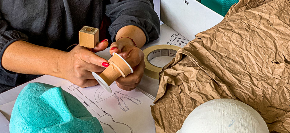 Miglena respecting the importance of adhesive tape. Photograph by Georgi Staykov.