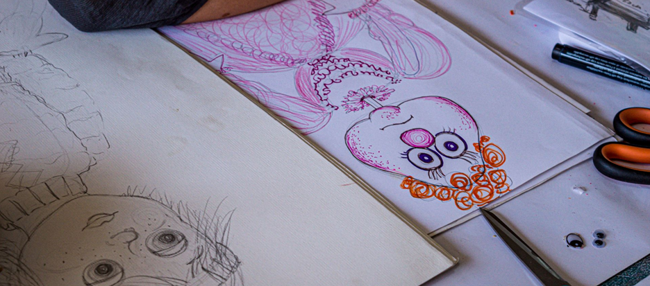 Drawings of dolls. Photograph by Georgi Staykov.