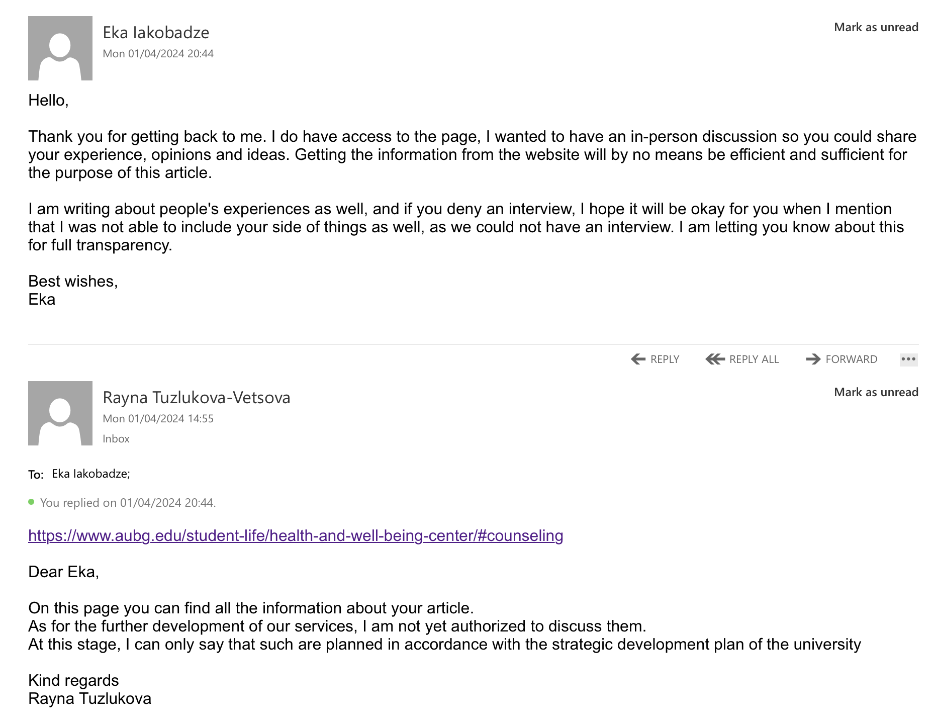 Email Correspondence