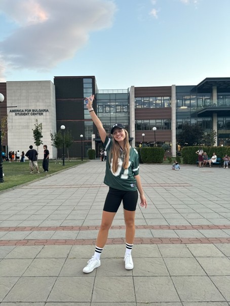Teona’s first day as a senior at AUBG. Personal archive.