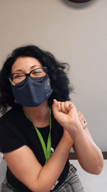 Gergana Atanasova at her vaccination appointment. Photo courtesy of Gergana Atanasova.