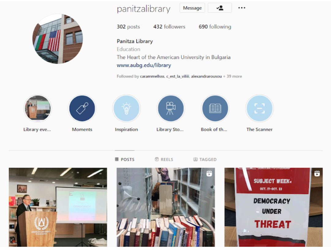 The Instagram account of Panitza Library.