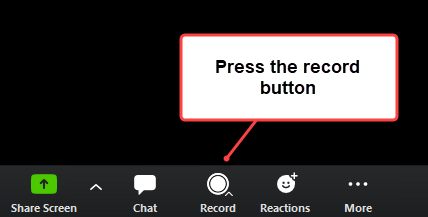 Recording button in Zoom. Photo derived from www.monash.edu.