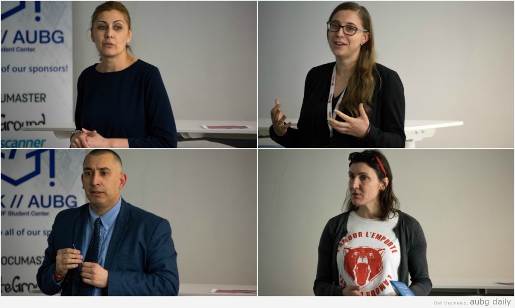 Top-left: Arete Youth Foundation, top-right: Caritas Sofia, bottom-left: Anticorruption fund, bottom-right: Center for Legal Aid; Steliyana Yordanova for AUBG Daily