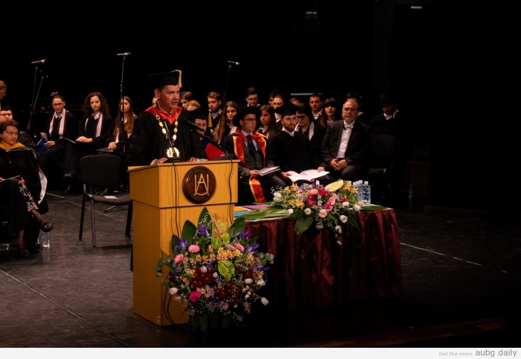 President Sullivan's opening remarks; Steliyana Yordanova for AUBG Daily