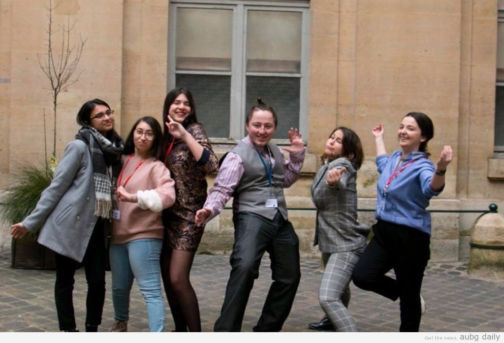 Lika Tsintsadze and fellow students at Sorbonne's Human Rights Conference| From the personal archive of Lika Tsintsadze.